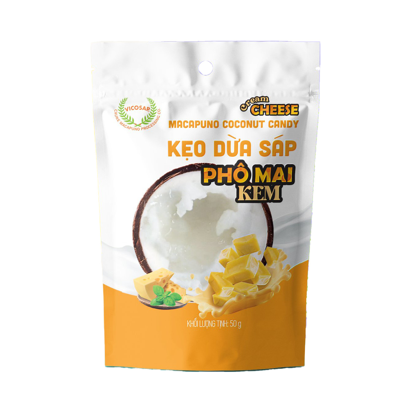Kẹo Dừa sáp vị phomai kem  túi 50g
