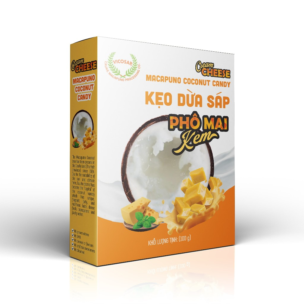 Kẹo dừa sáp phomai kem hộp 100gr