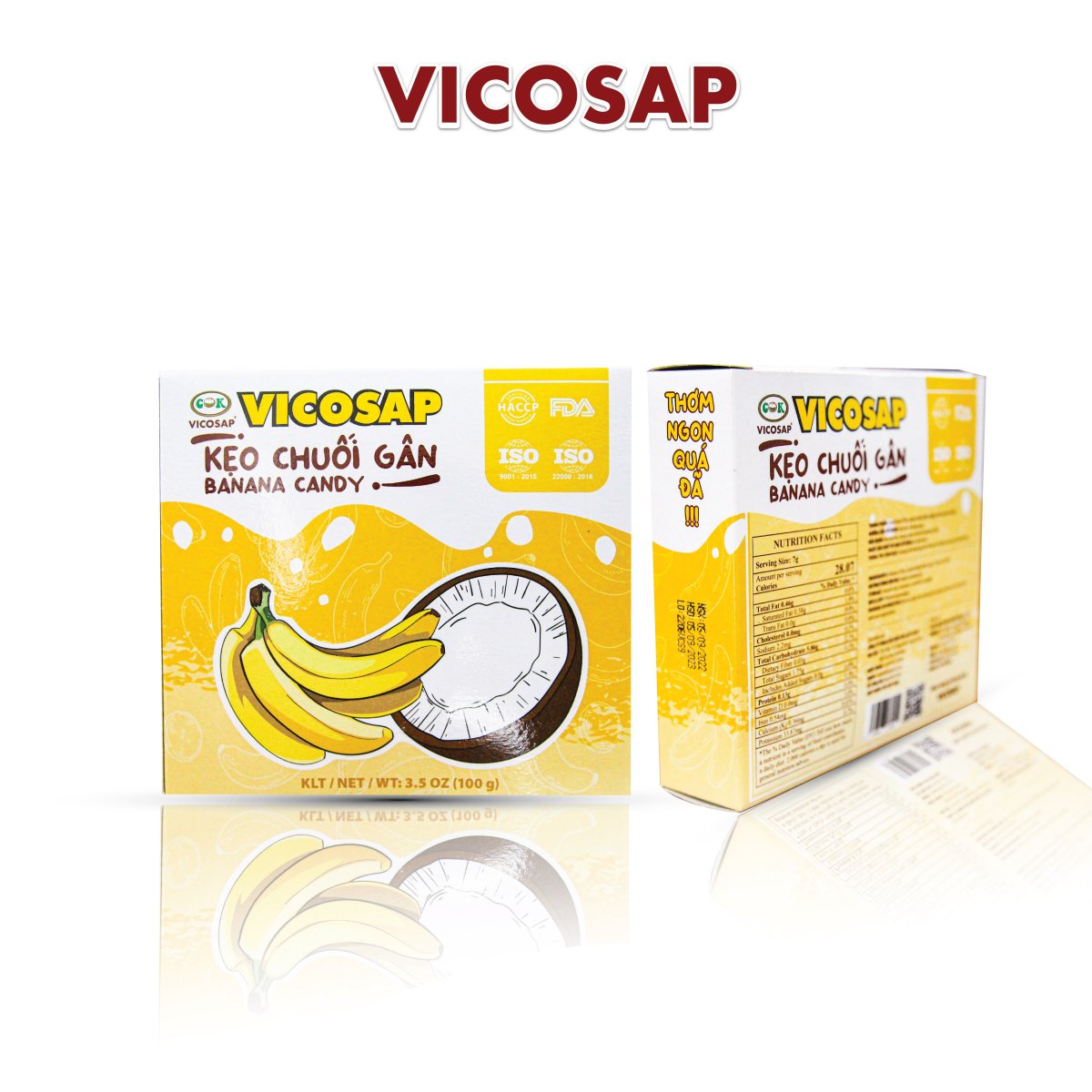 Kẹo Chuối gân nguyên vị - hộp 100g - Vicosap