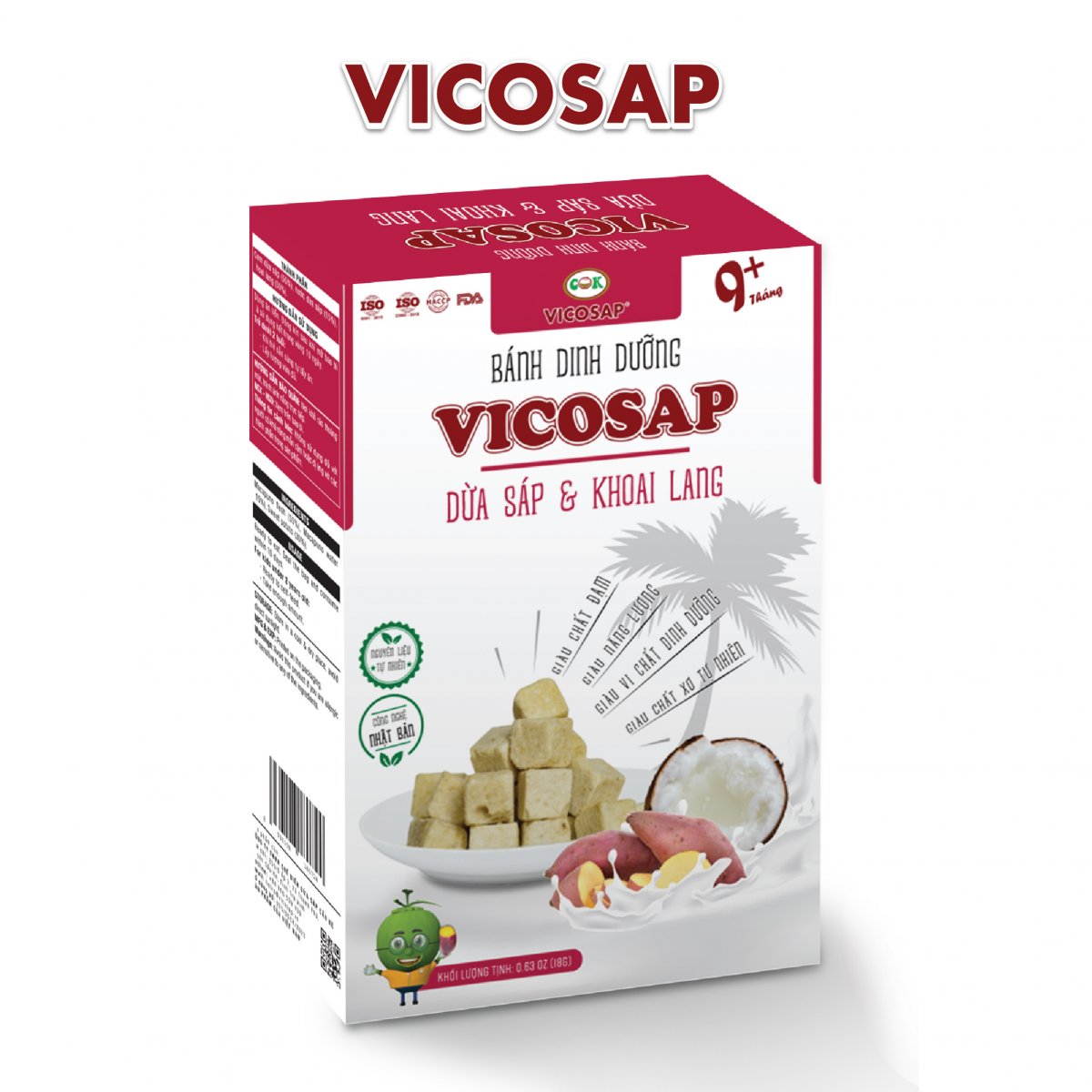 Bánh dinh dưỡng Vicosap dừa sáp & khoai lang - 18g - Vicosap