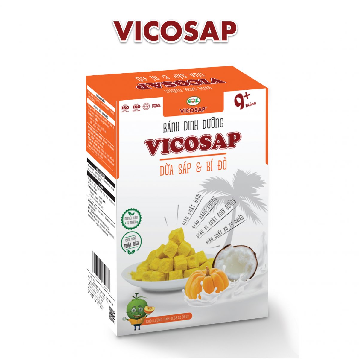 Bánh dinh dưỡng Vicosap dừa sáp & bí - 18g - Vicosap
