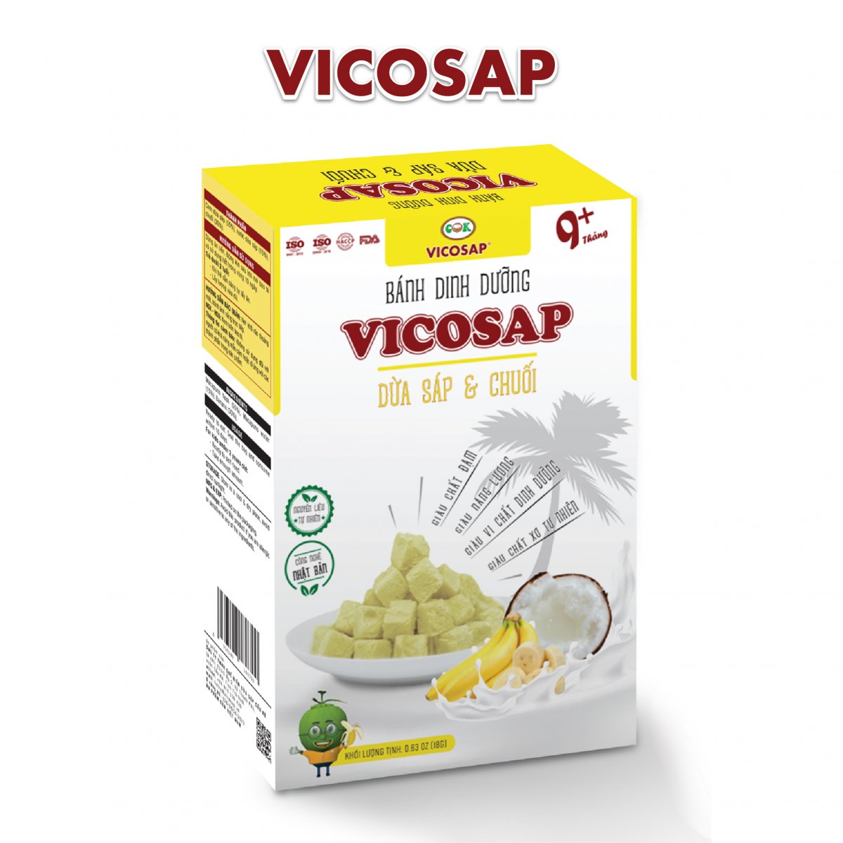 Bánh dinh dưỡng Vicosap dừa sáp & chuối - 18g - Vicosap