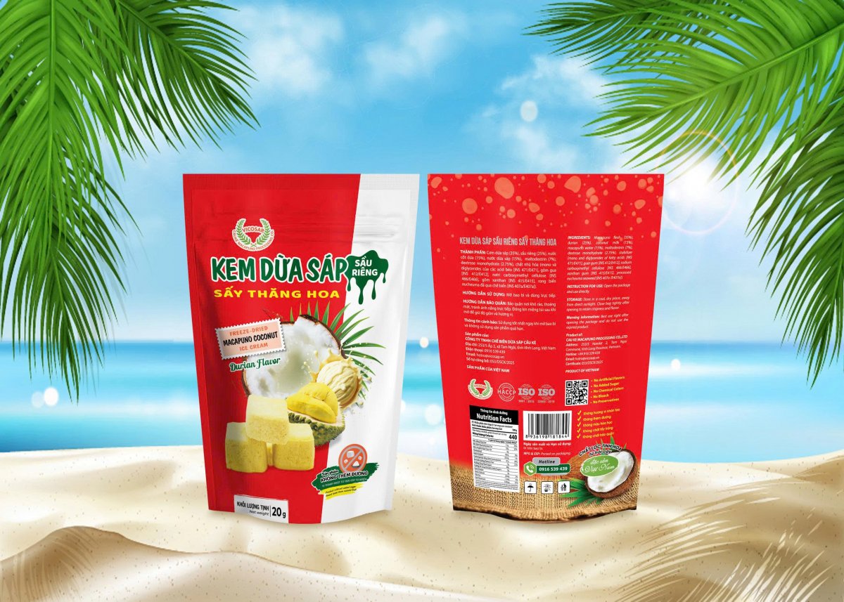 Kem dừa sáp sầu riêng sấy thăng hoa - 20g - Vicosap