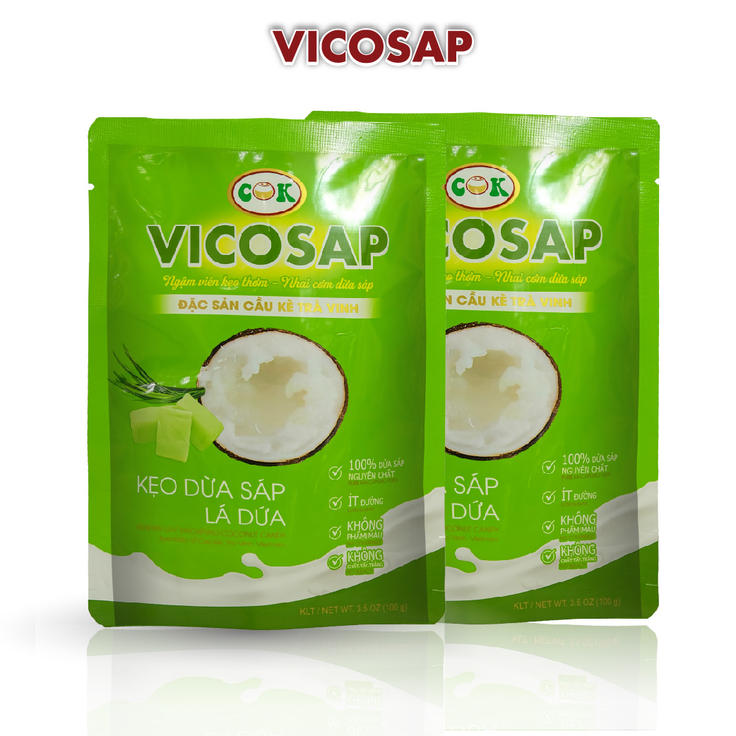 Kẹo dừa sáp lá dứa - túi 100g - Vicosap